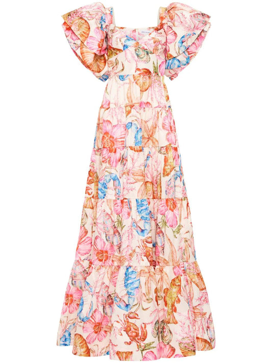 Summer Seas floral-print gown