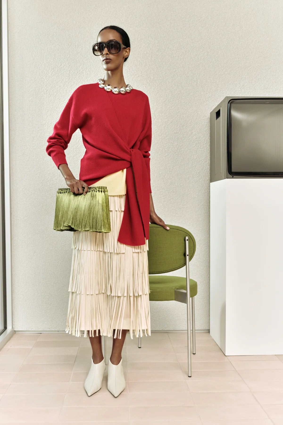 Za Za Vegan Leather Fringe Skirt