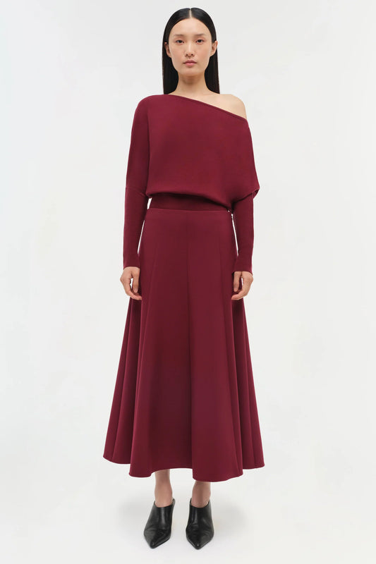 Simkhai Dottie aline midi skirt - OXBLOOD