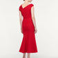 Asymetric Collar Midi Dress