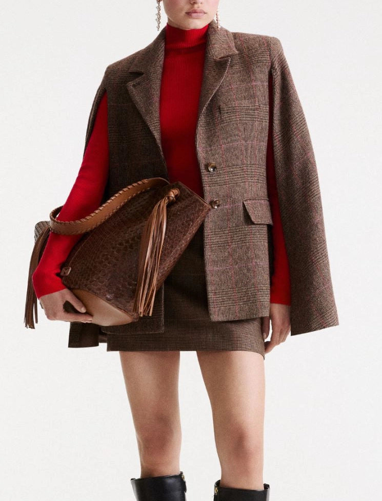 Wool Blend Cape Jacket