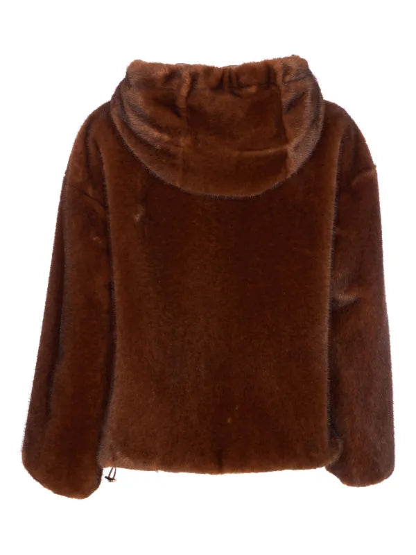 Faux Fur Bomber with Hood
