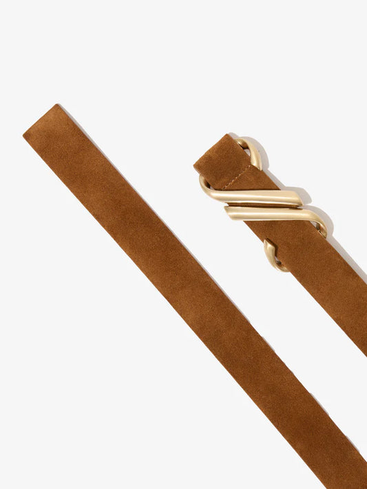 Monogram belt in soft suede - Saddle