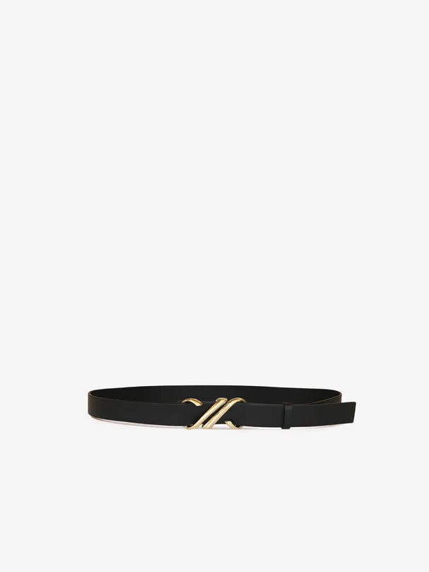 Monogram belt in shiny calf - BLACK