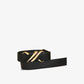 Monogram belt in shiny calf - BLACK