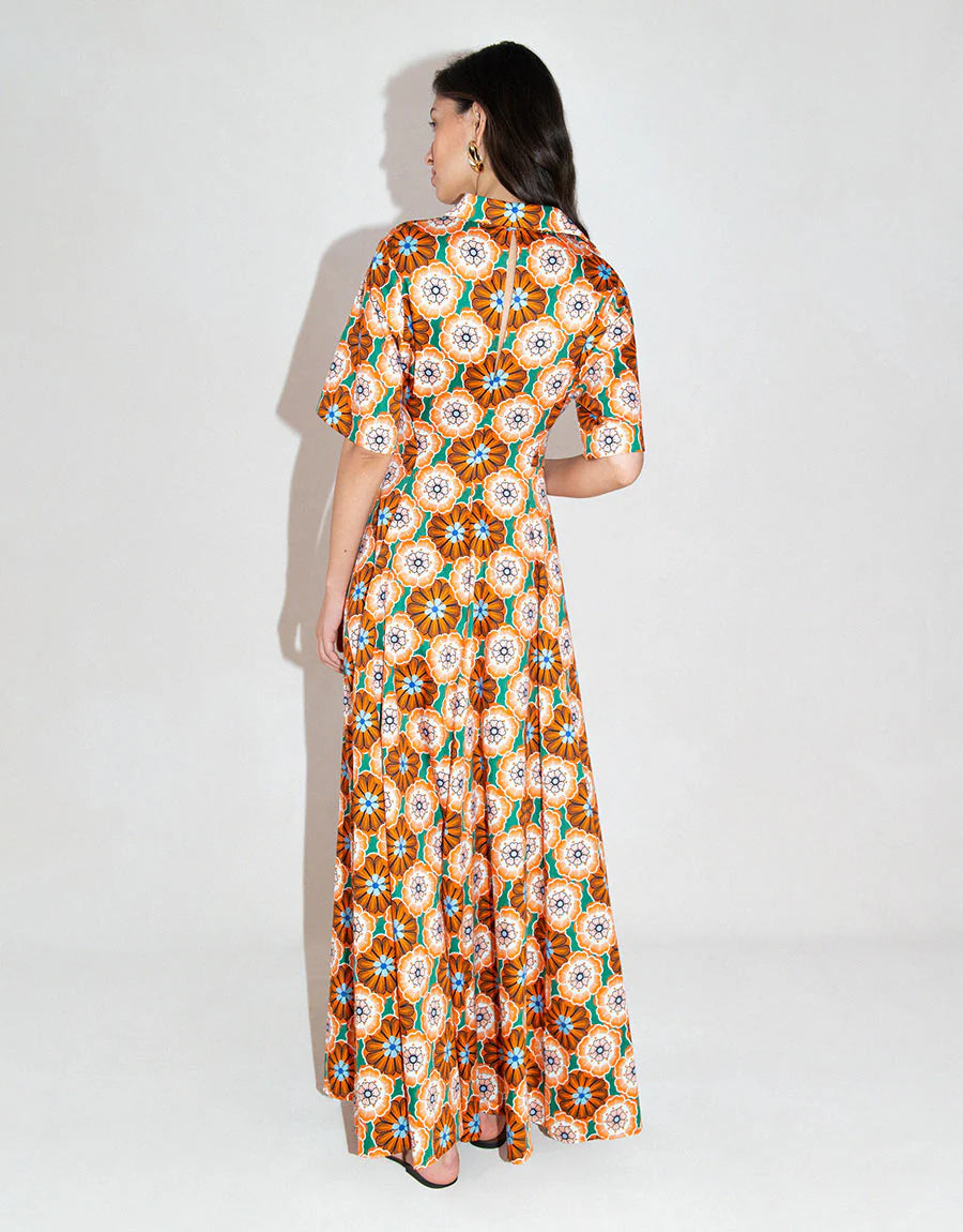 Cotton Maxie Dress -Flower Pop Orange