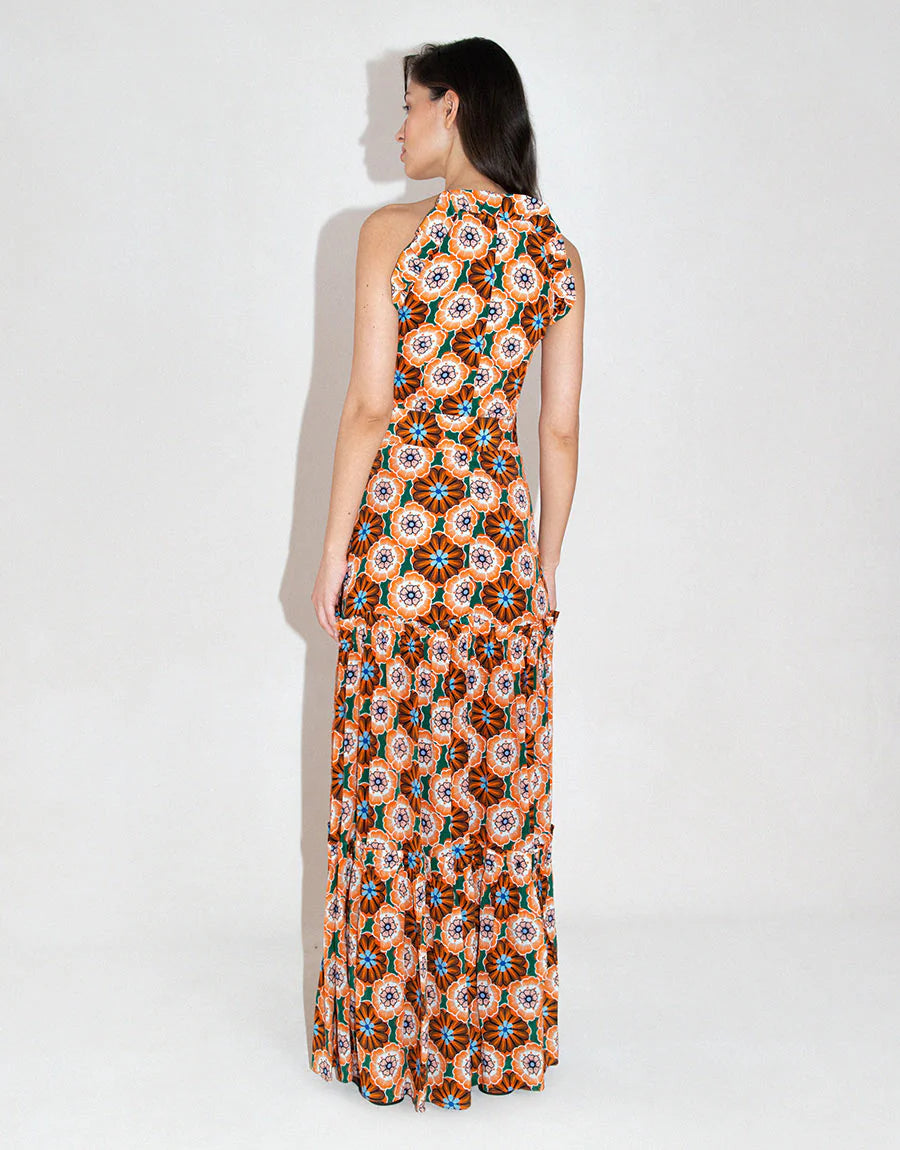 Borgo de Nor Tatiana Crepe Maxi Dress - Flower Pop Orange