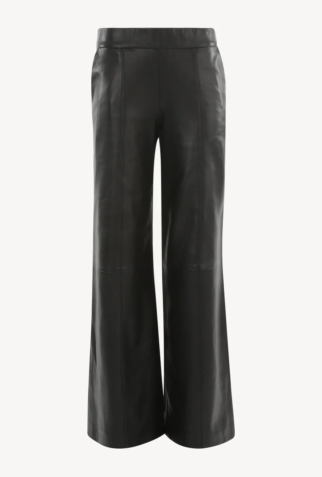 SPRWMN Black Leather Wide Leg Trousers