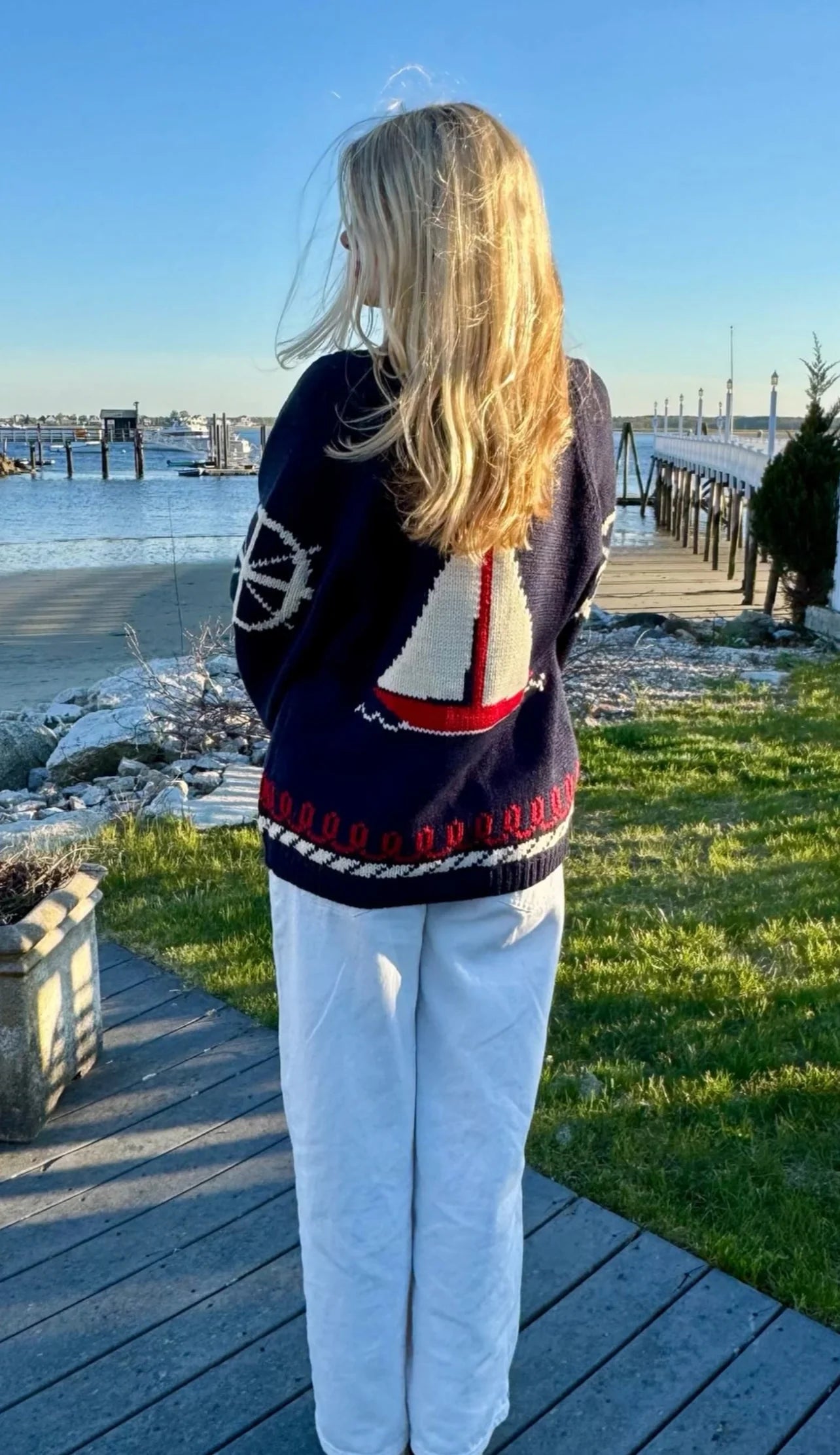 Varsity Sailboat Cardigan