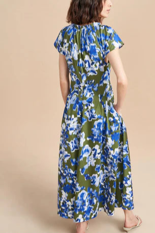 Delfina Dress Moss/blue/floral