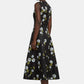 Mara Dress in Floral Printed Rose Stems on Black Moire