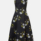 Mara Dress in Floral Printed Rose Stems on Black Moire