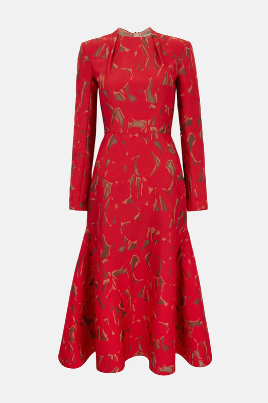 Emilia Wickstead Seneca Dress Red on Beige
