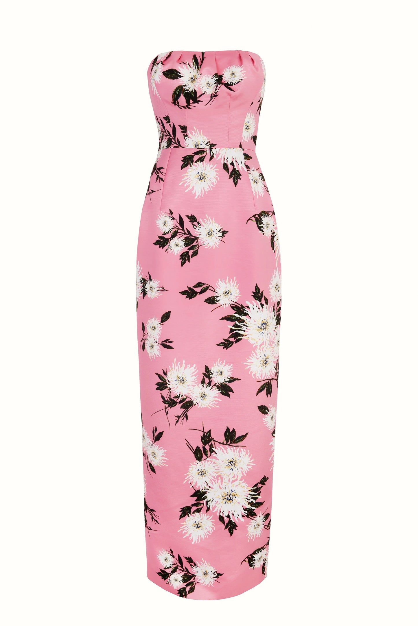 Emine Gown in Pink Dahlia Floral Print Taffeta Faille