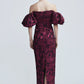 Puff sleeve sheath dress - NAVY/PINK