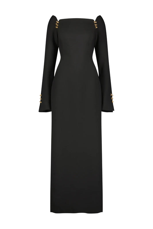 Raglan long sleeve dress - BLACK