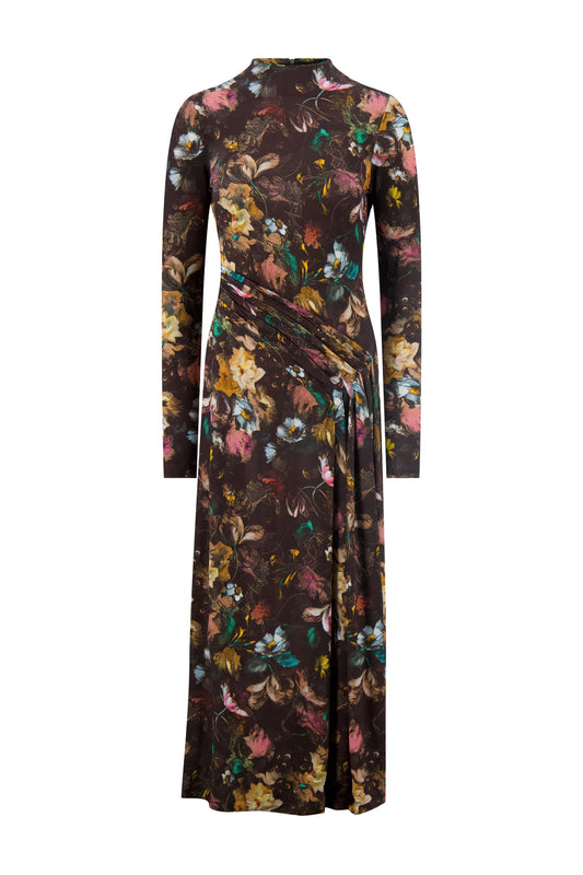 Long Sleeve Draped Front Dress
