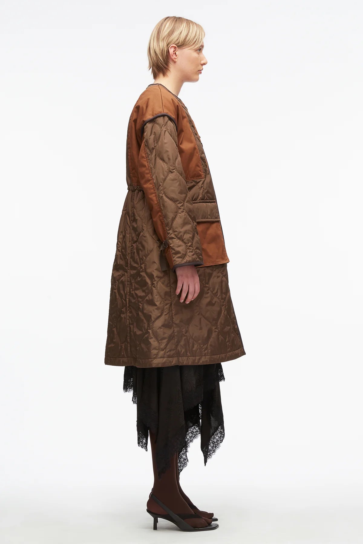 Quilted Nylon Combo Coat