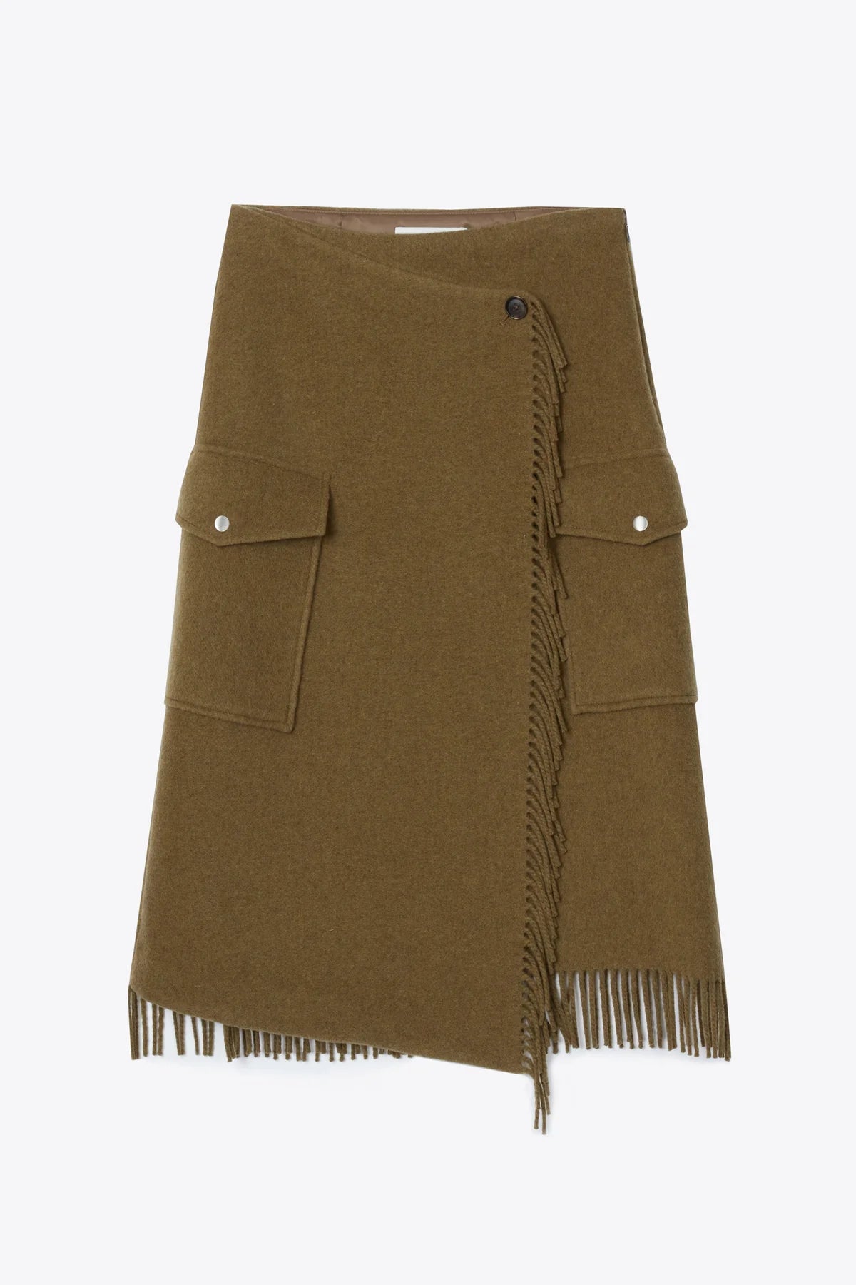 Scarf-Hem Wrap Midi Skirt