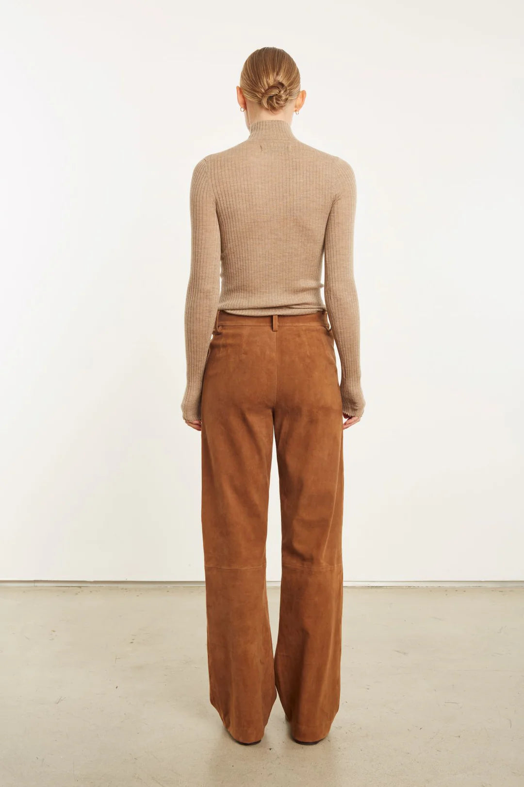 SPRWMN Dark Cognac Suede Straight Leg Trouser