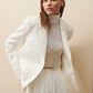 White Boyfriend Blazer in Coated Viscose Linen