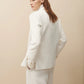 White Boyfriend Blazer in Coated Viscose Linen