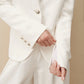 White Boyfriend Blazer in Coated Viscose Linen