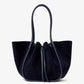 Large ruched tote in soft shiny calf - deep navy