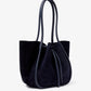 Large ruched tote in soft shiny calf - deep navy