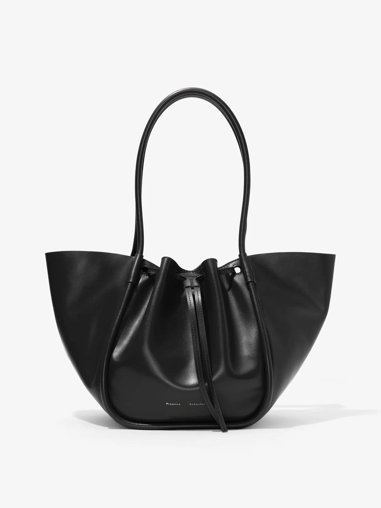 Large Ruched Tote in Soft Shiny Calf