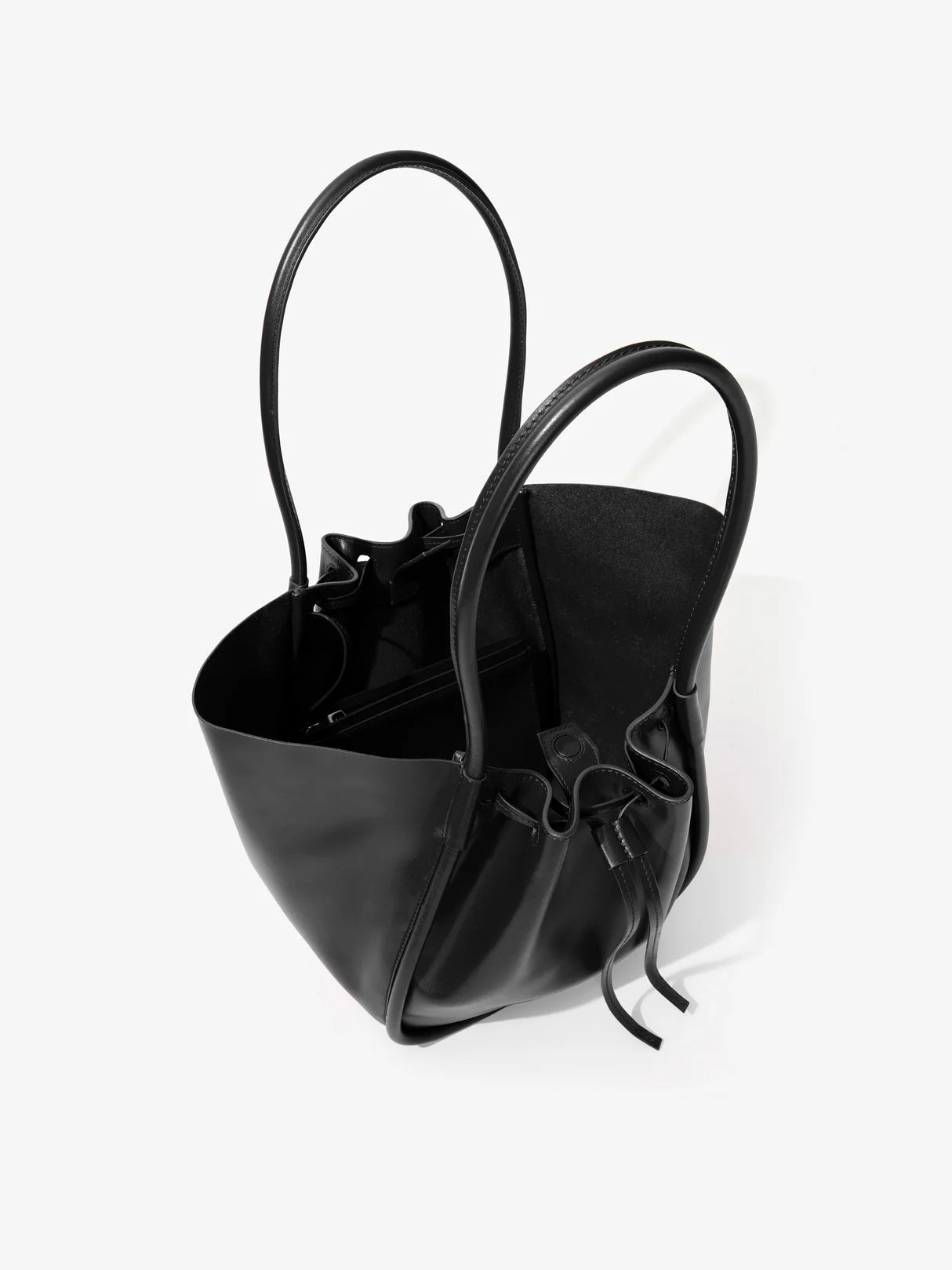 Large Ruched Tote in Soft Shiny Calf