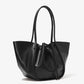 Large Ruched Tote in Soft Shiny Calf