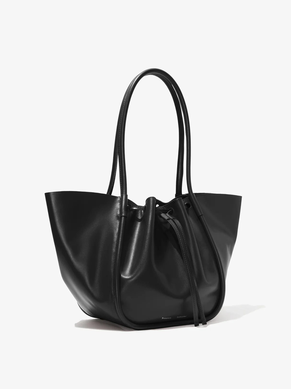 Large Ruched Tote in Soft Shiny Calf