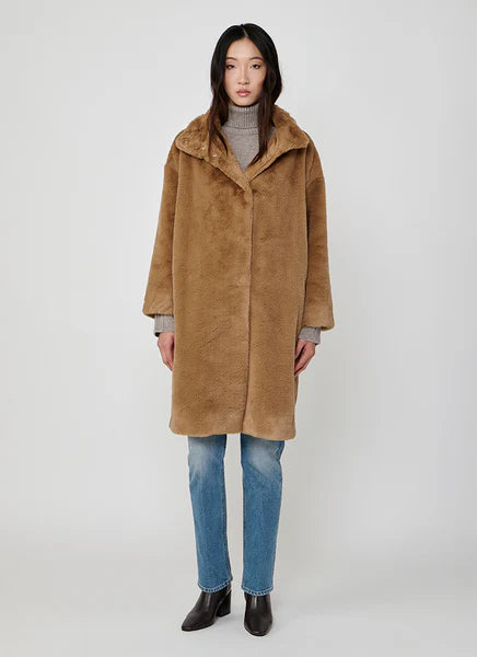 Faux Fur Knee Length Coat