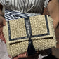 EvaBo Envelope Clutch in Raffia and Crocodile