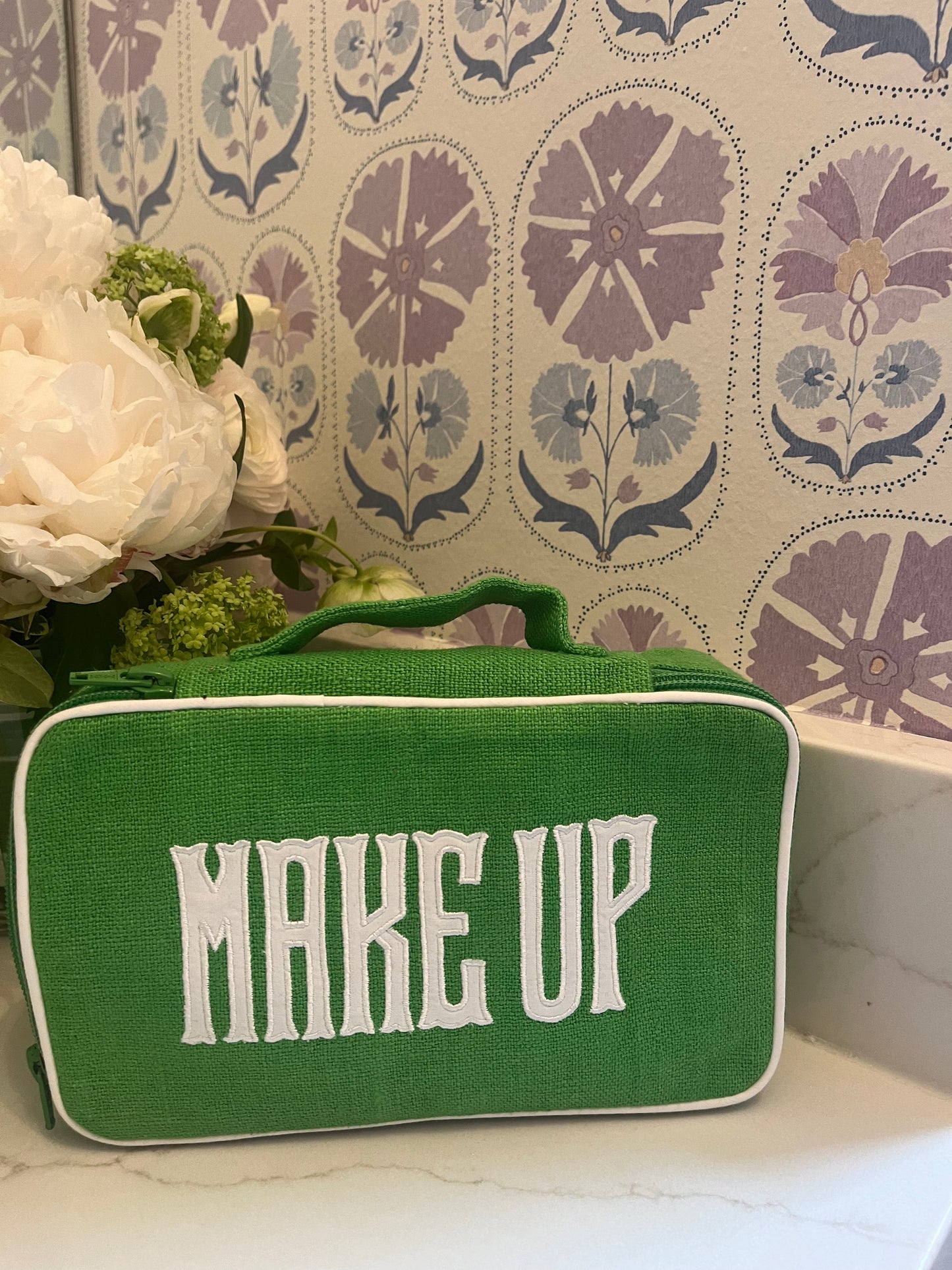 Handled Brush Case -Green Linen MakeUp