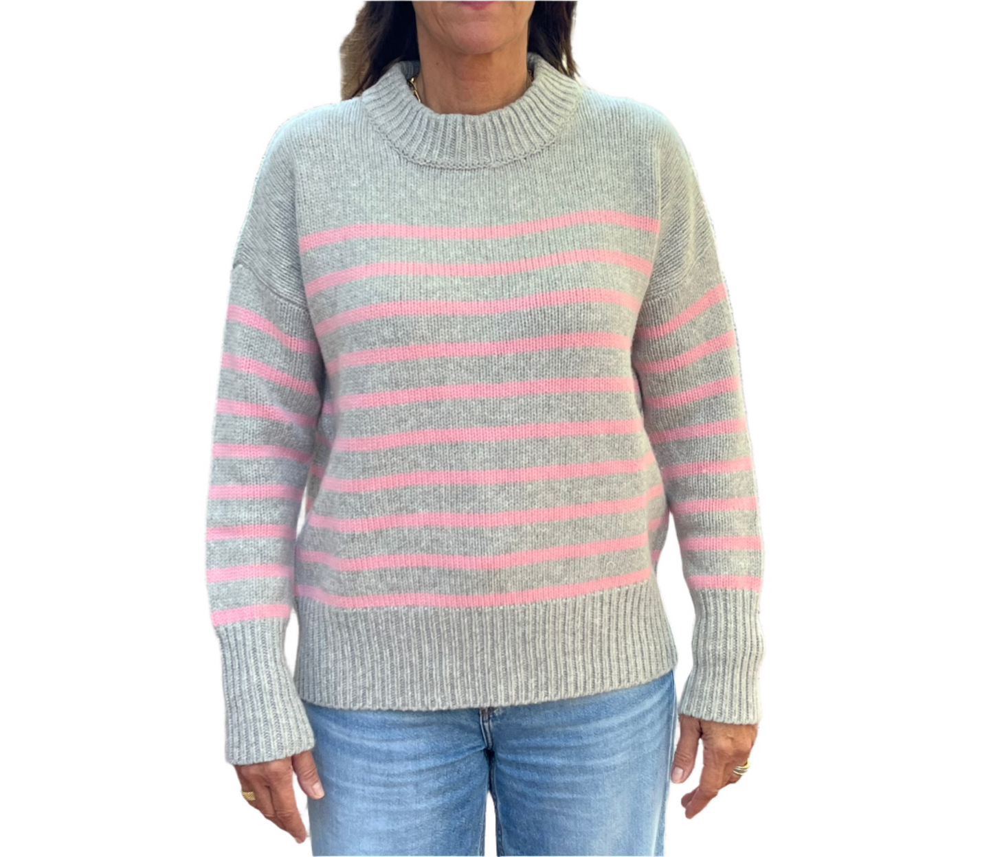 Marin sweater - light grey/pink