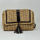 EvaBo Envelope Clutch in Raffia and Crocodile