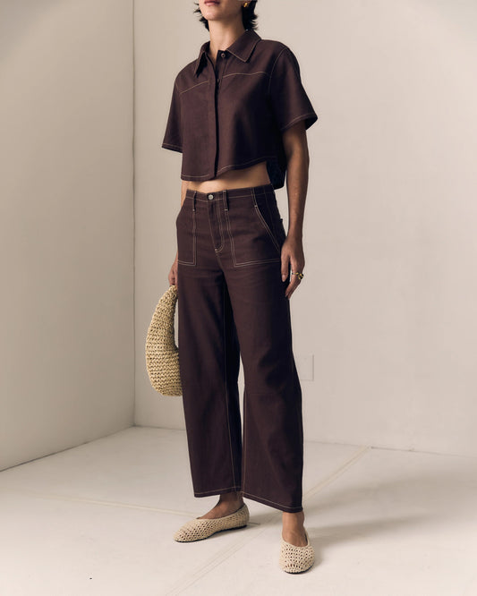 Linen Utility Soft Barrel Jean