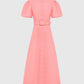 Bianca short sleeve midi dress - strawberry pink