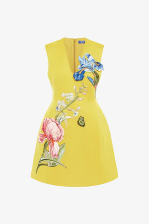 Bree V Neck Embroidery Mini Dress
