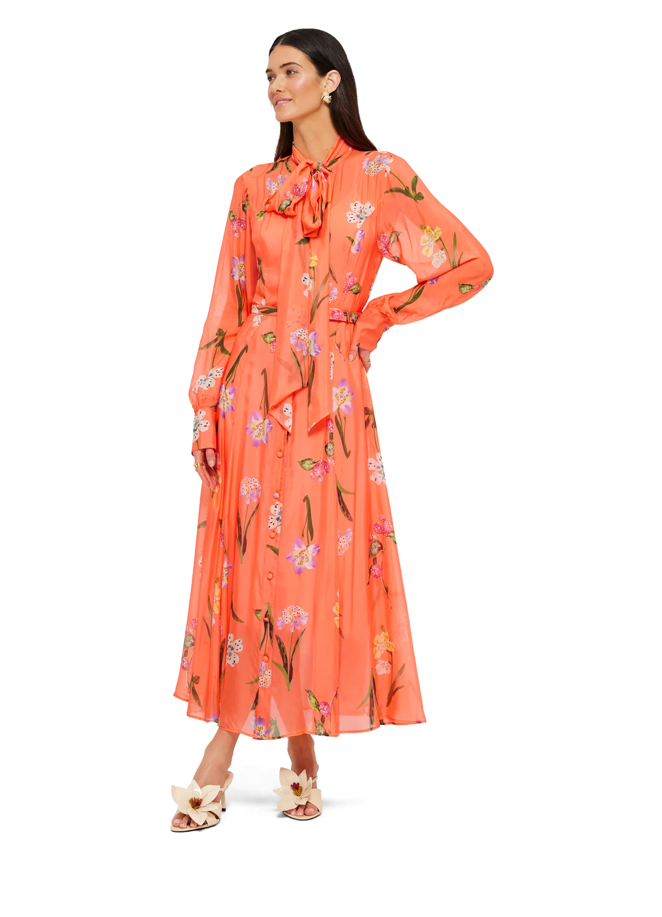 Liliane Tie Neck Midi Dress