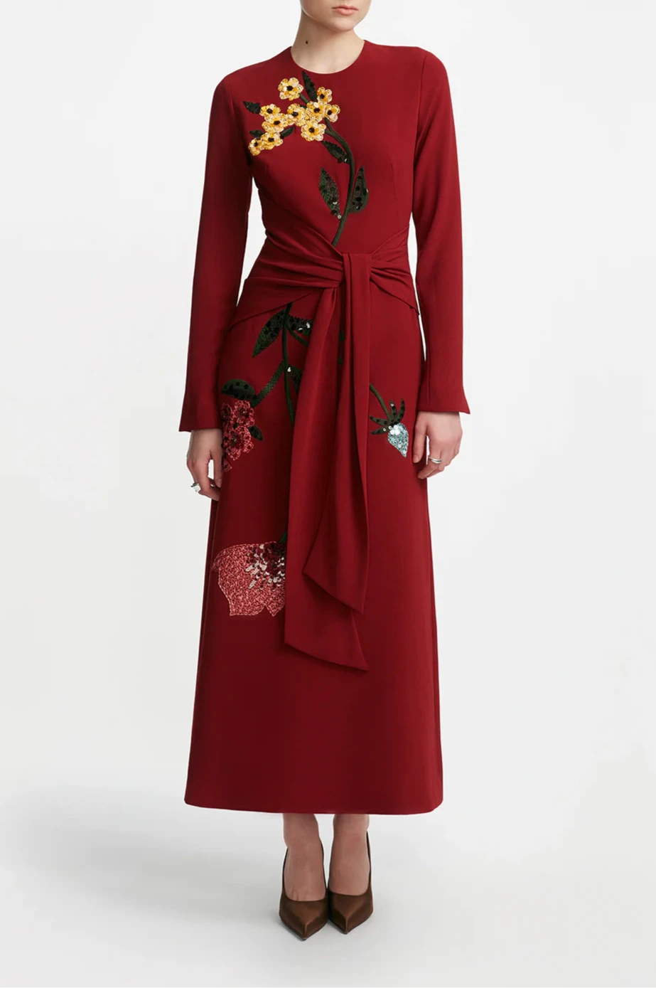 Long Sleeve Tie Waist Dress