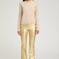 Gold Micro Flare Leather Pant