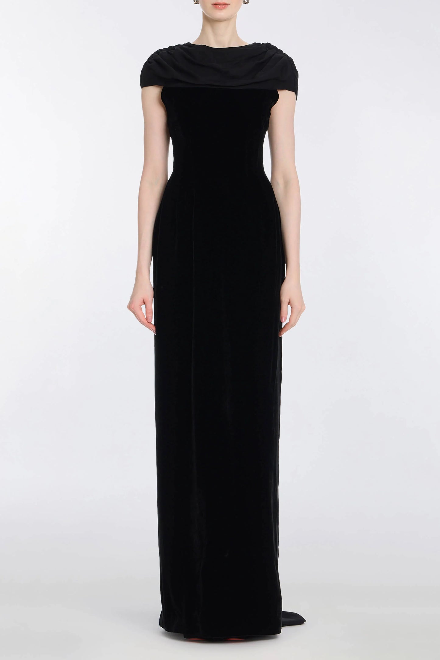 Corseted Gown w/Double Georgette Shawl