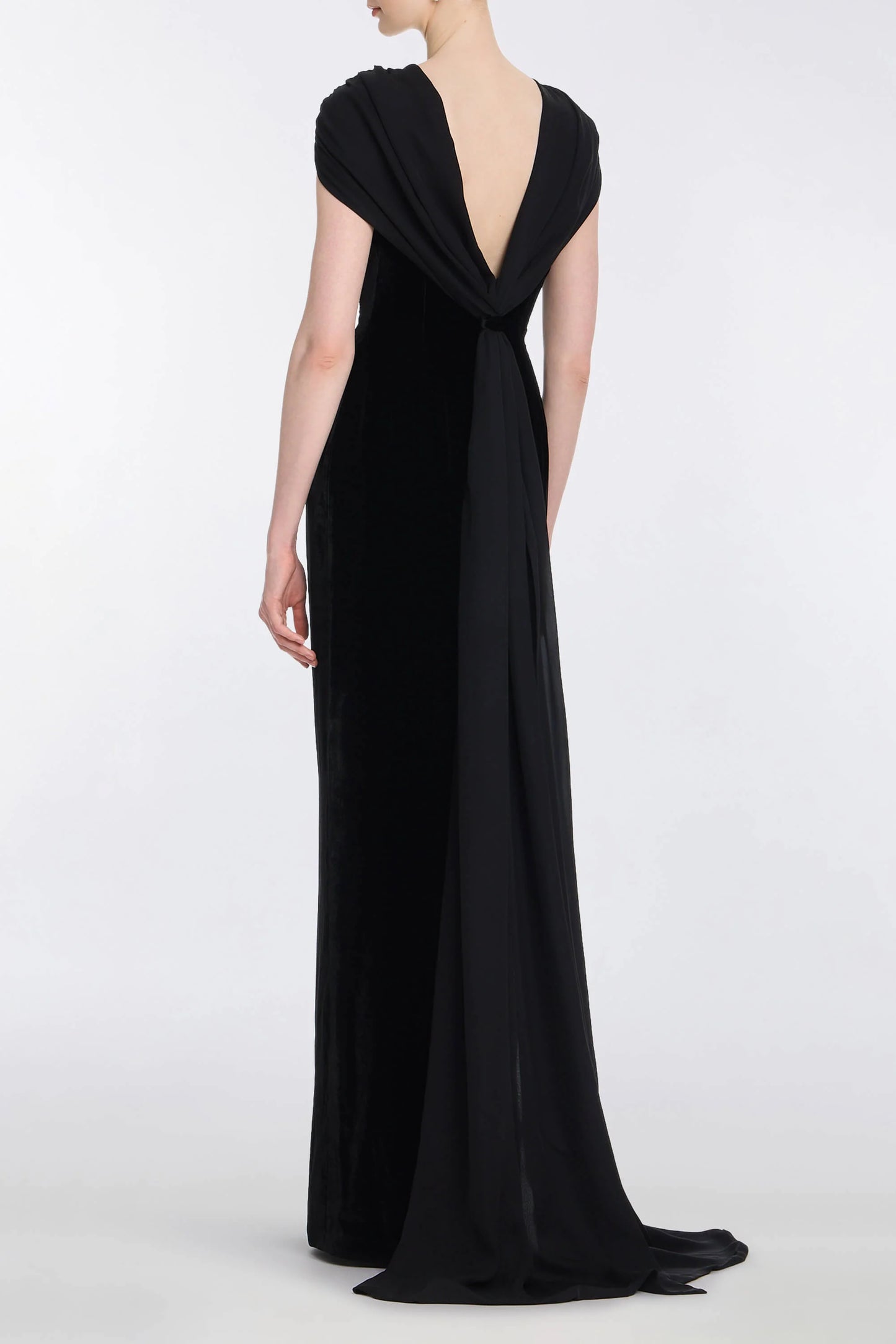 Corseted Gown w/Double Georgette Shawl