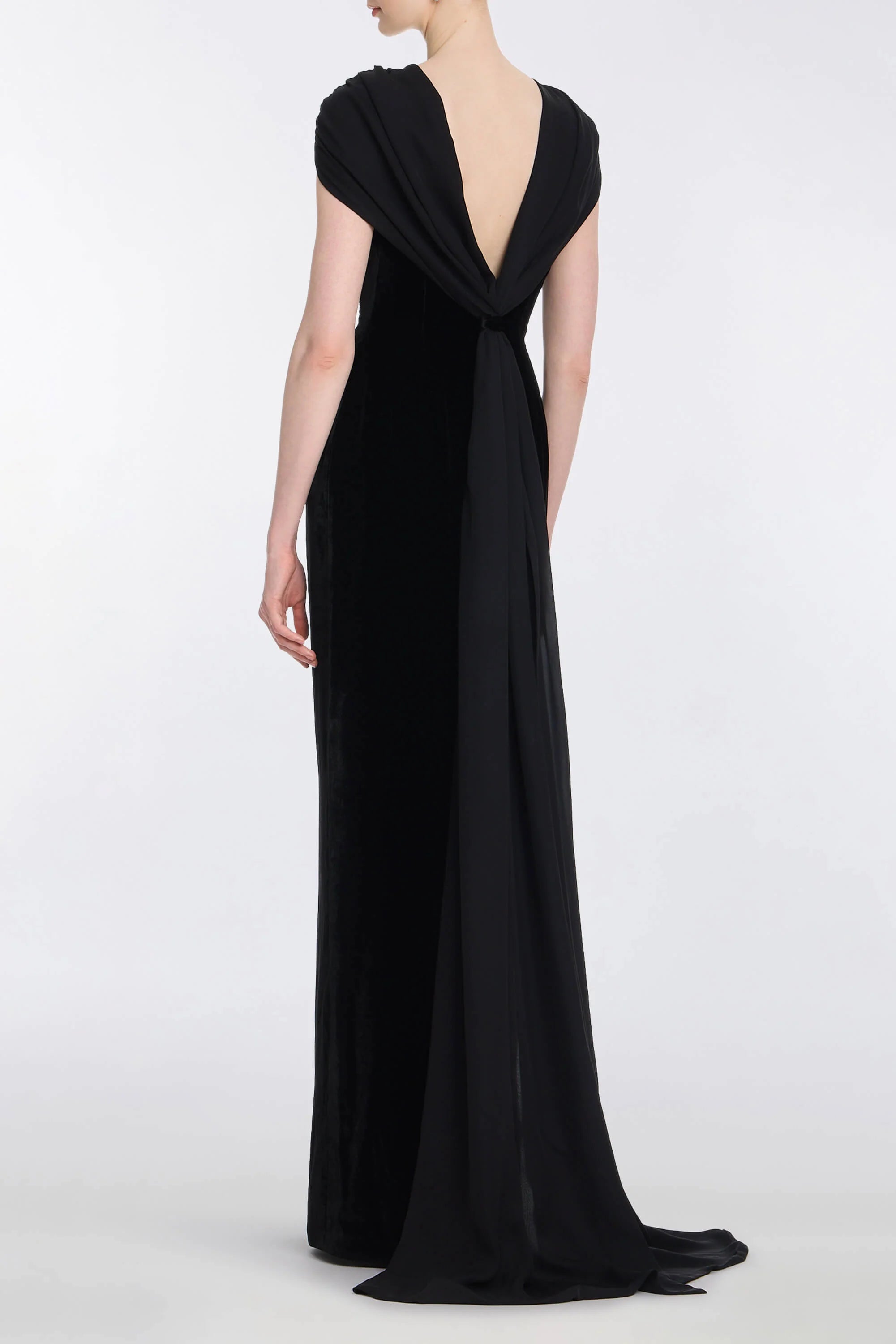 Corseted Gown w/Double Georgette Shawl