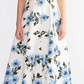 Mara Dress in Blue Dahlia Floral Print Taffeta Faille