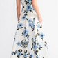 Mara Dress in Blue Dahlia Floral Print Taffeta Faille