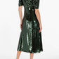 September Emerald Paillete Puff Sleeve Midi Dress